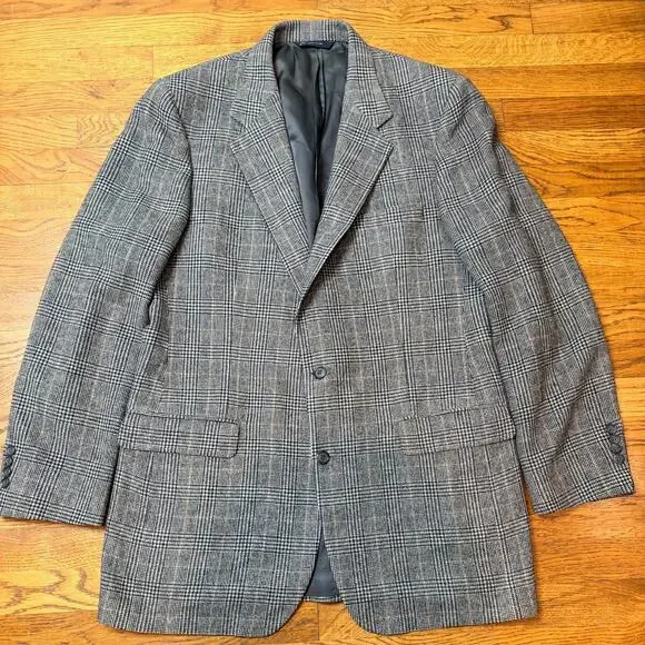 VTG Brooks Brothers EST 100% camel Hair hounds tooth check sport coat 42 XL